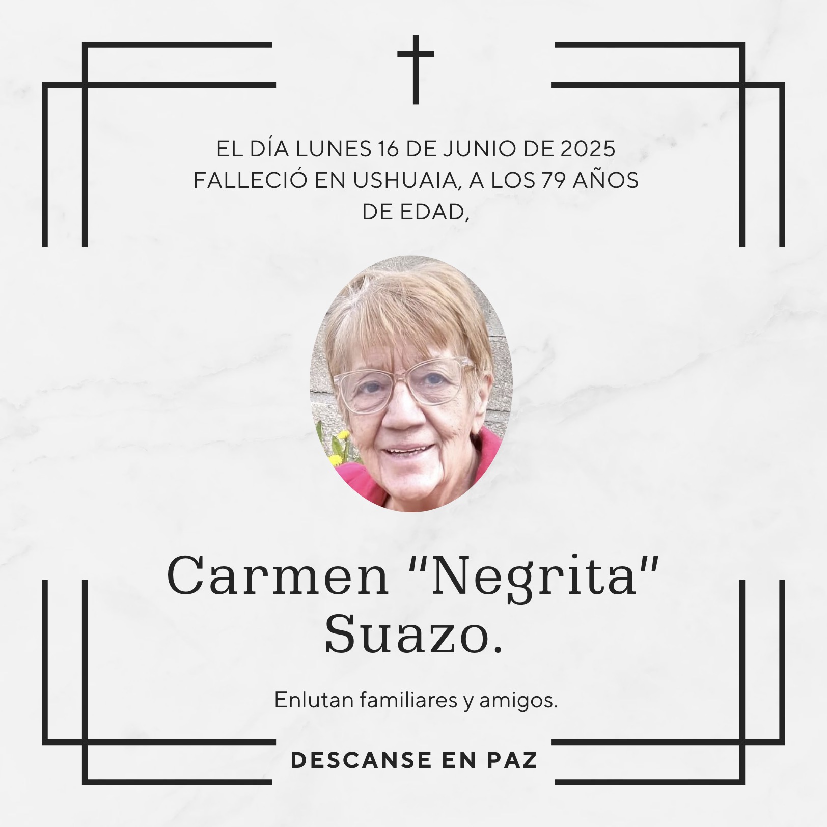 Fallecimiento | Carmen “Negrita” Suazo.